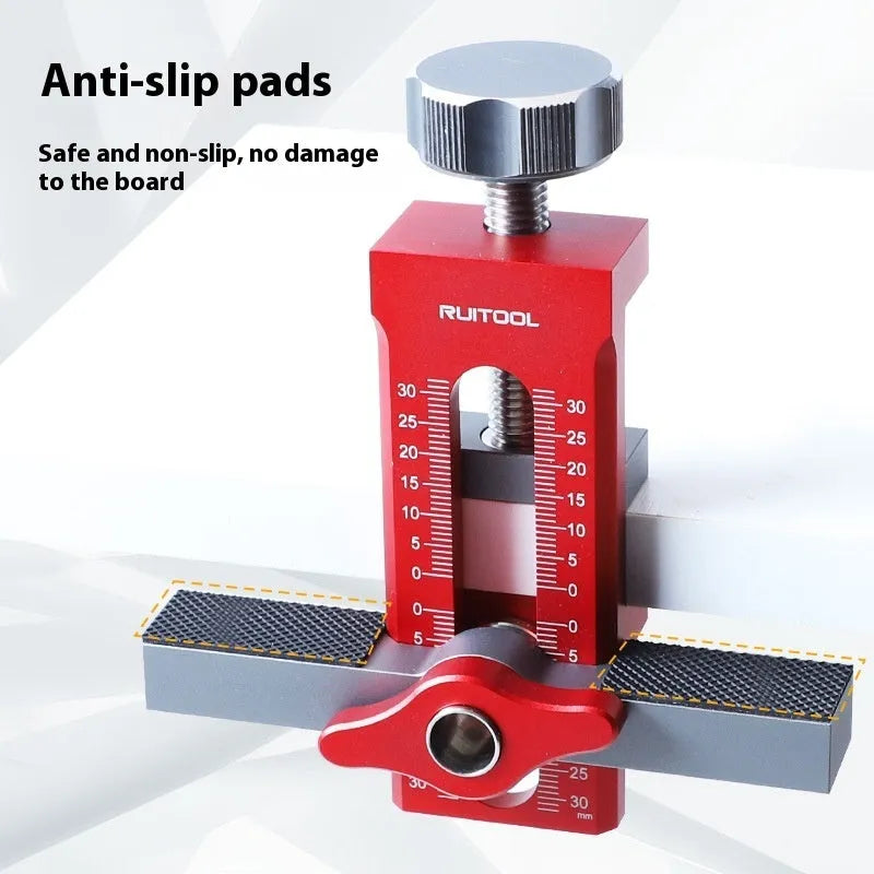 Aluminium alloy cabinet door installation aid tool for woodworking.