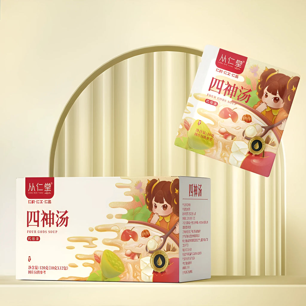 Box of children's spleen and stomach health herbal tea with 12 individual 100ml liquid bags
