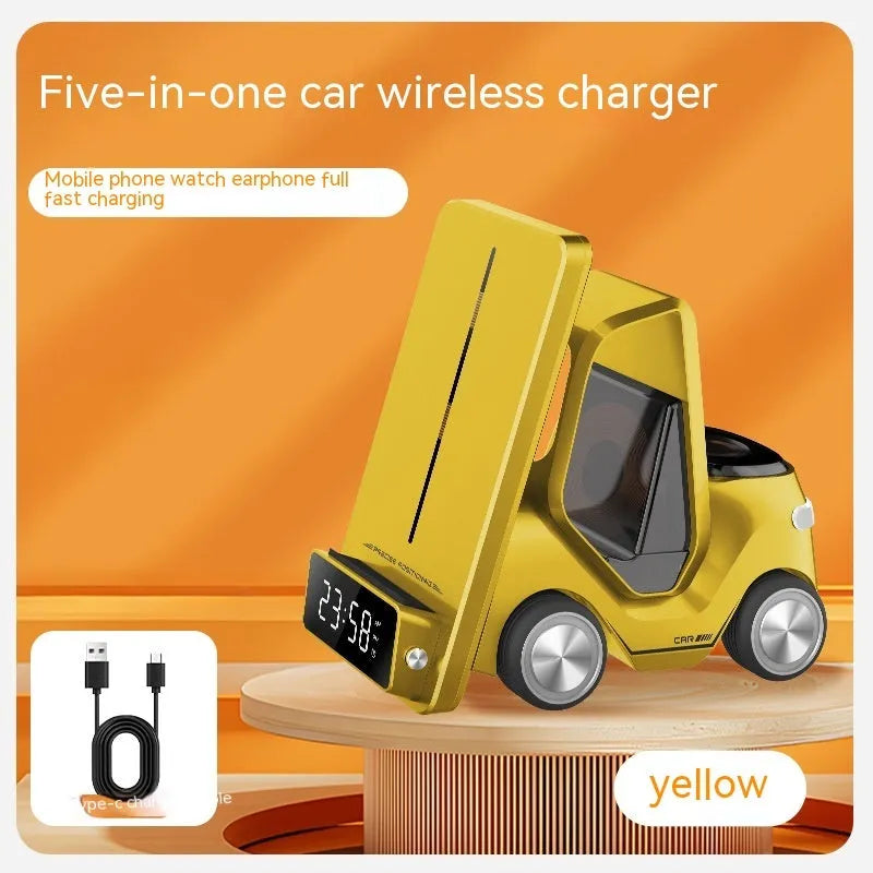 15W wireless fast charging phone bracket in grey, orange, white, or yellow colour.
