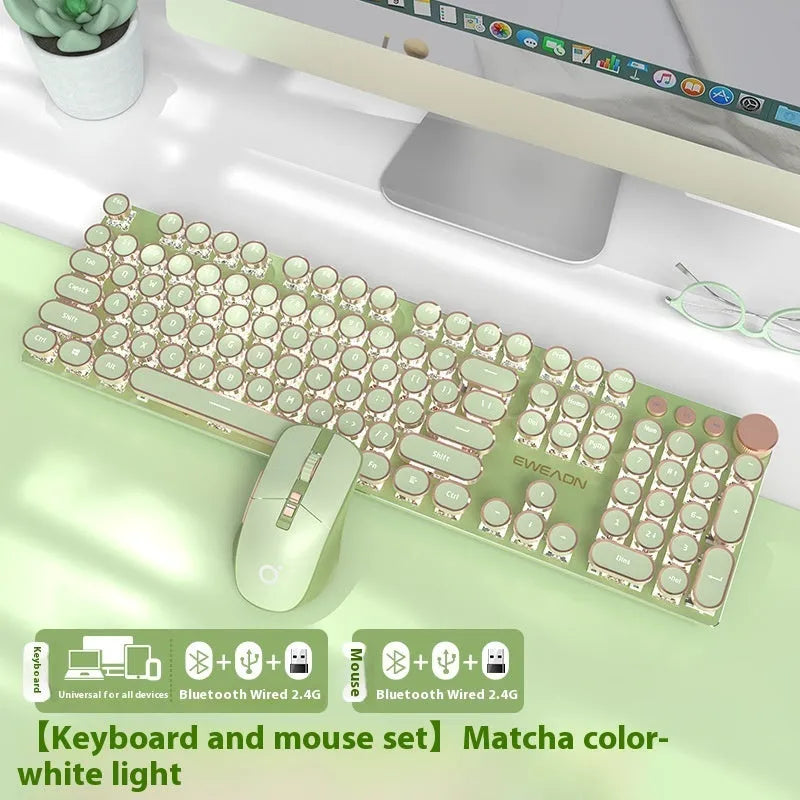 Matcha green mechanical gaming keyboard with multifunction knob on a desk