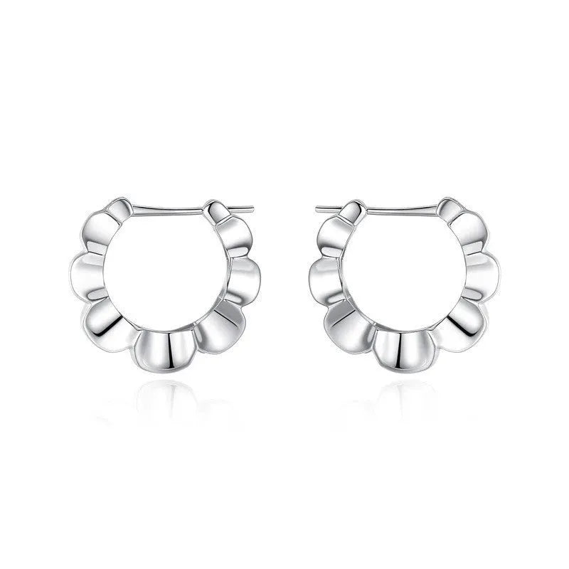 Sterling silver retro geometric earrings with round elements and electroplated finish