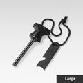 Butterfly-shaped stainless steel survival tool with bottle opener, dimensions 117mm by 43mm.