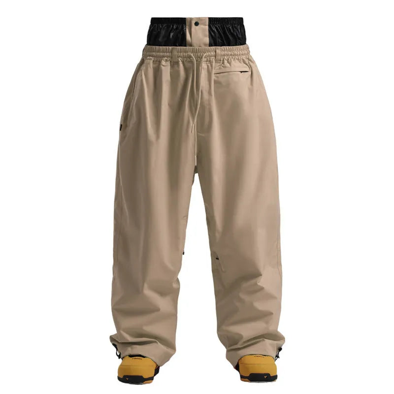 New loose single-board windproof waterproof breathable wide-leg work pants in khaki, neutral fit, polyester fabric