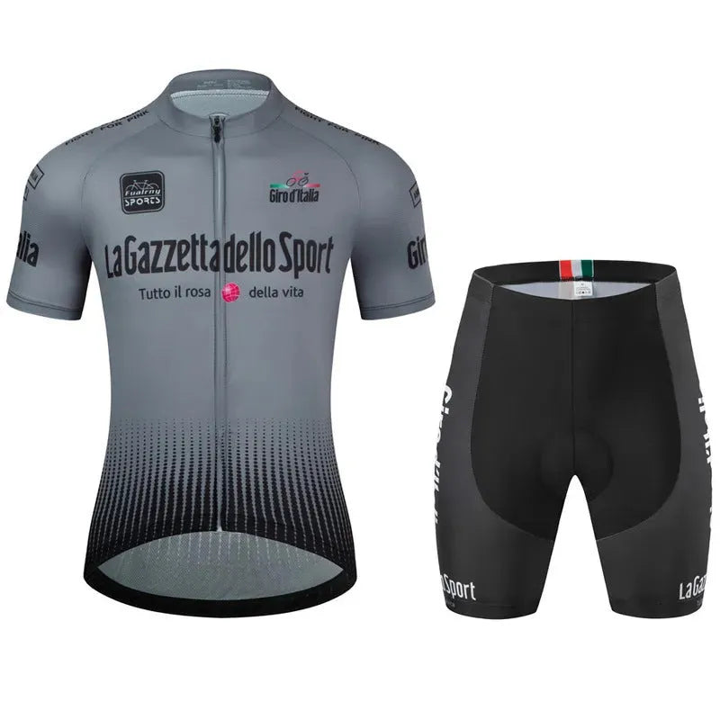 Patterned short sleeve cycling jersey for men and women in quick-dry polyester fabric.