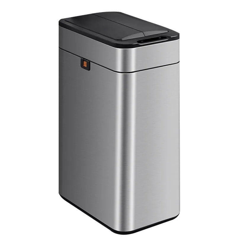 Stainless steel inductive smart trash can with deodorant, square shape, large capacity for kitchen