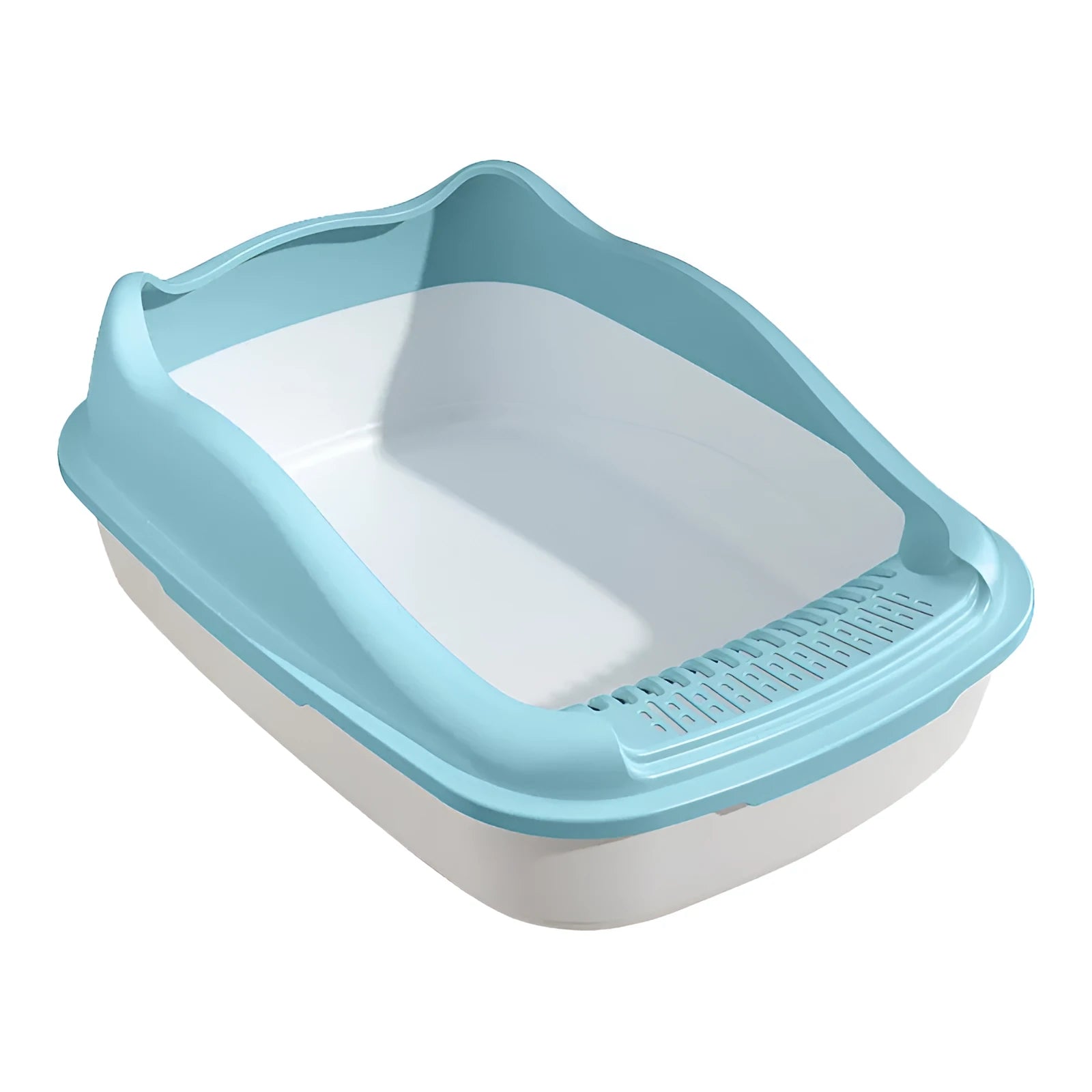 Oversized semi-enclosed cat litter box in cream white, PP material, anti-splash design, extra large size