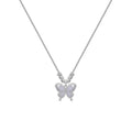 Women's adjustable 925 sterling silver necklace with a square opal butterfly pendant on a cross chain.