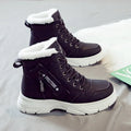 Women's plus size tall crown fleece-lined snow boots with lace-up front and round toe