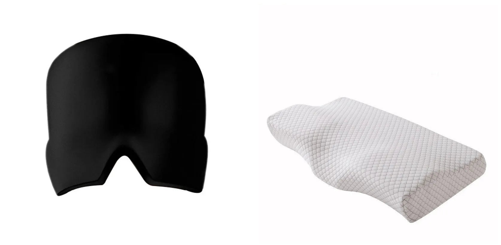 Black elastic gel cold compress eye mask for headache relief with measurements