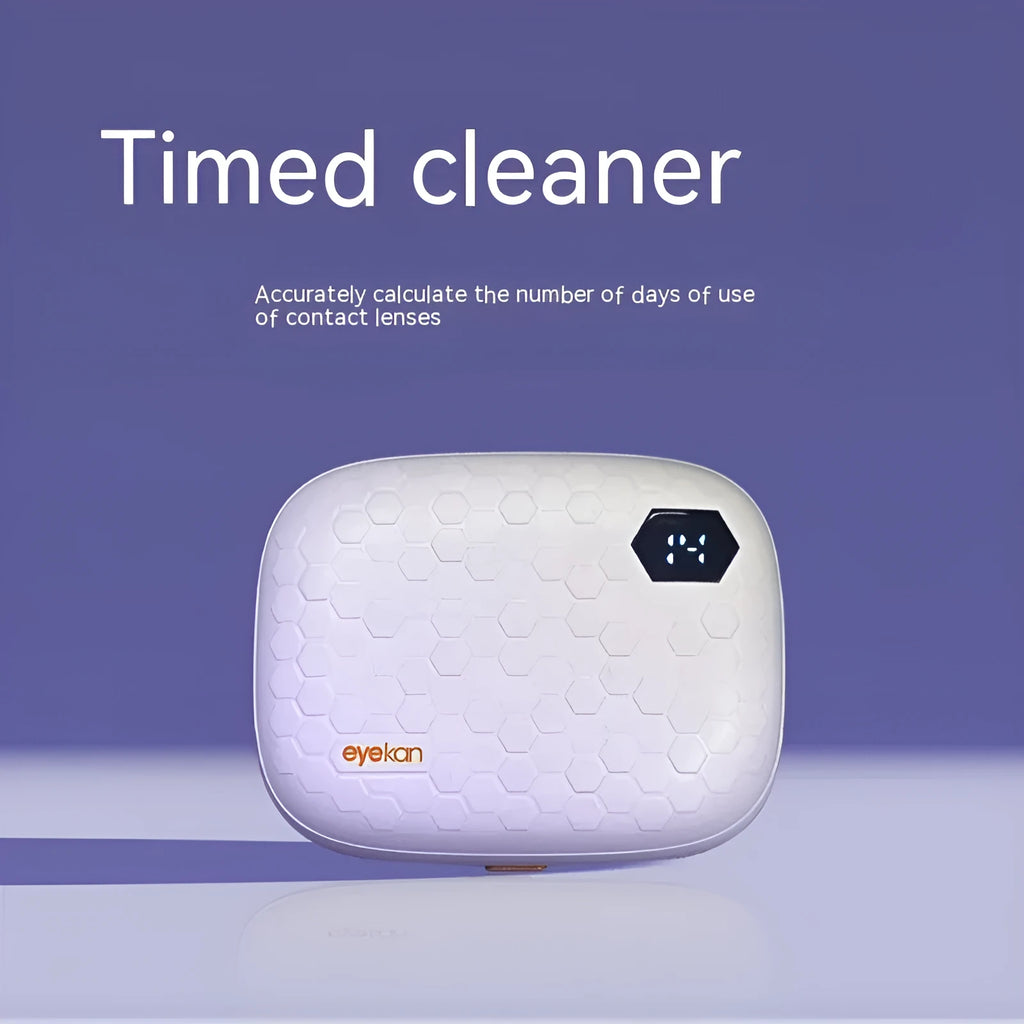 Pearl White automatic ultrasonic cleaning machine for invisible glasses, dimensions 85x65x30mm.