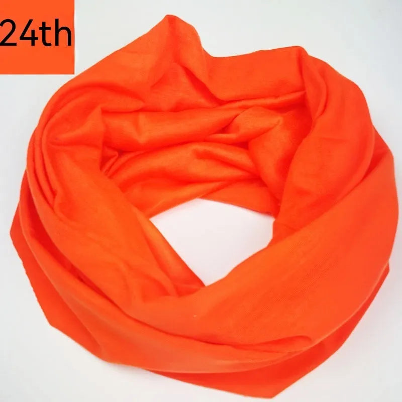 Seamless polyester headscarf for outdoor sports in various colours with free-size design