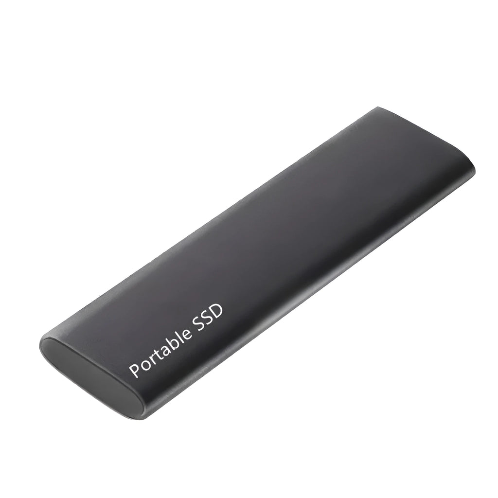 Ultra-thin metal external solid state drive (SSD) in red, black, blue, or silver, showing high-capacity portable storage.