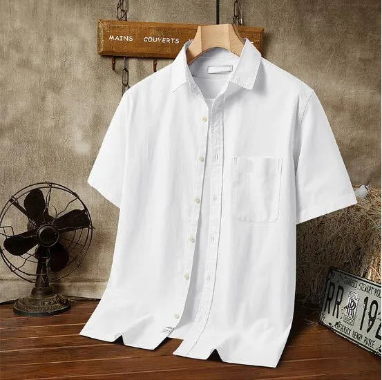 Men's Hawaiian printed short-sleeved loose-fit cardigan shirt in polyester, multiple colour options, front view