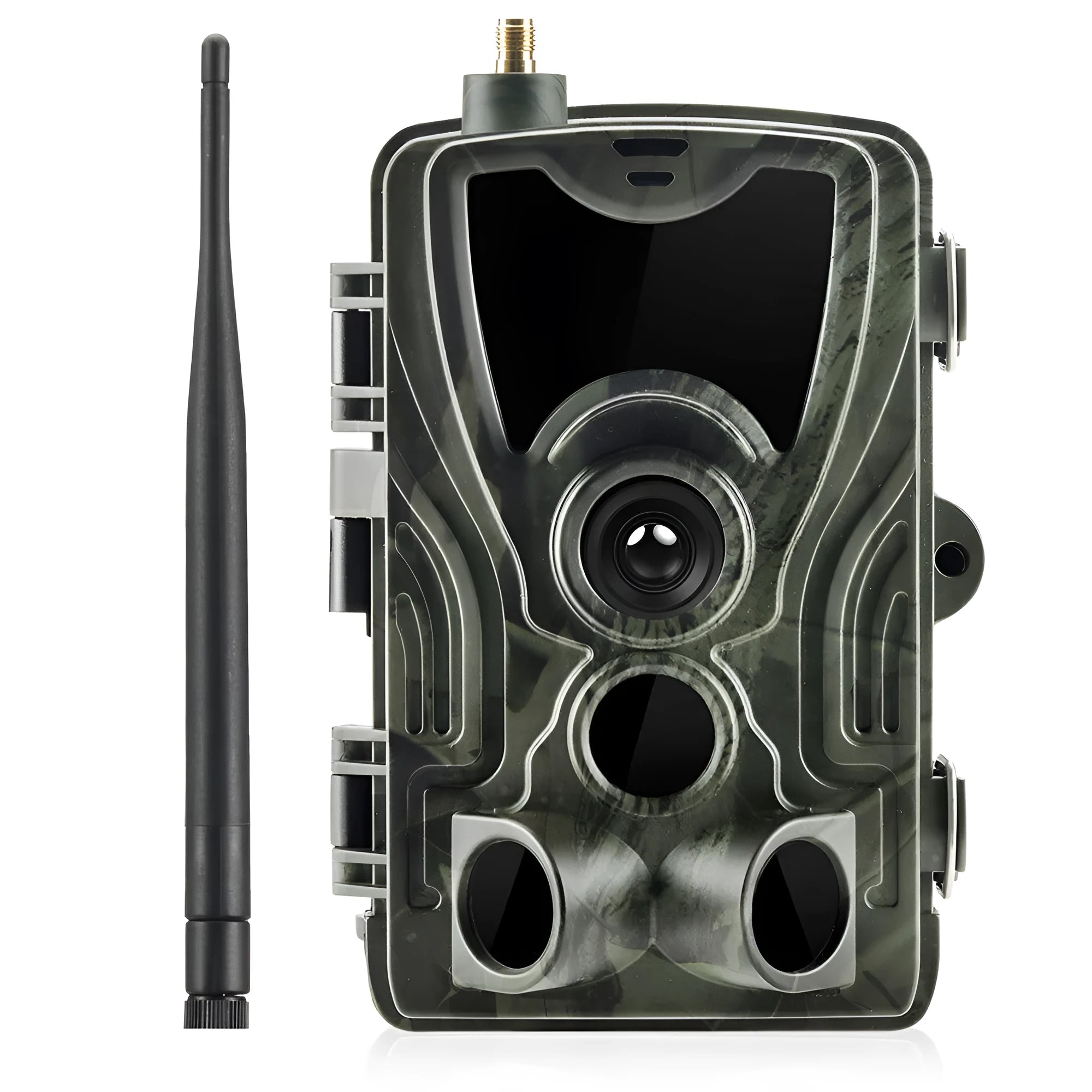 Outdoor waterproof surveillance camera with camouflage pattern and wide-angle lens for perimeter monitoring