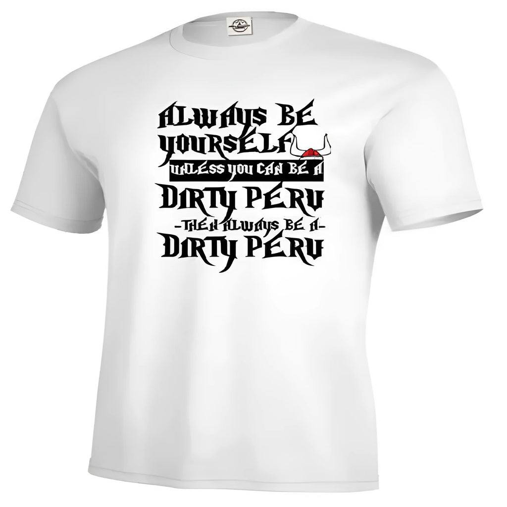 White men's printed short sleeve t-shirt straight fit casual polyester