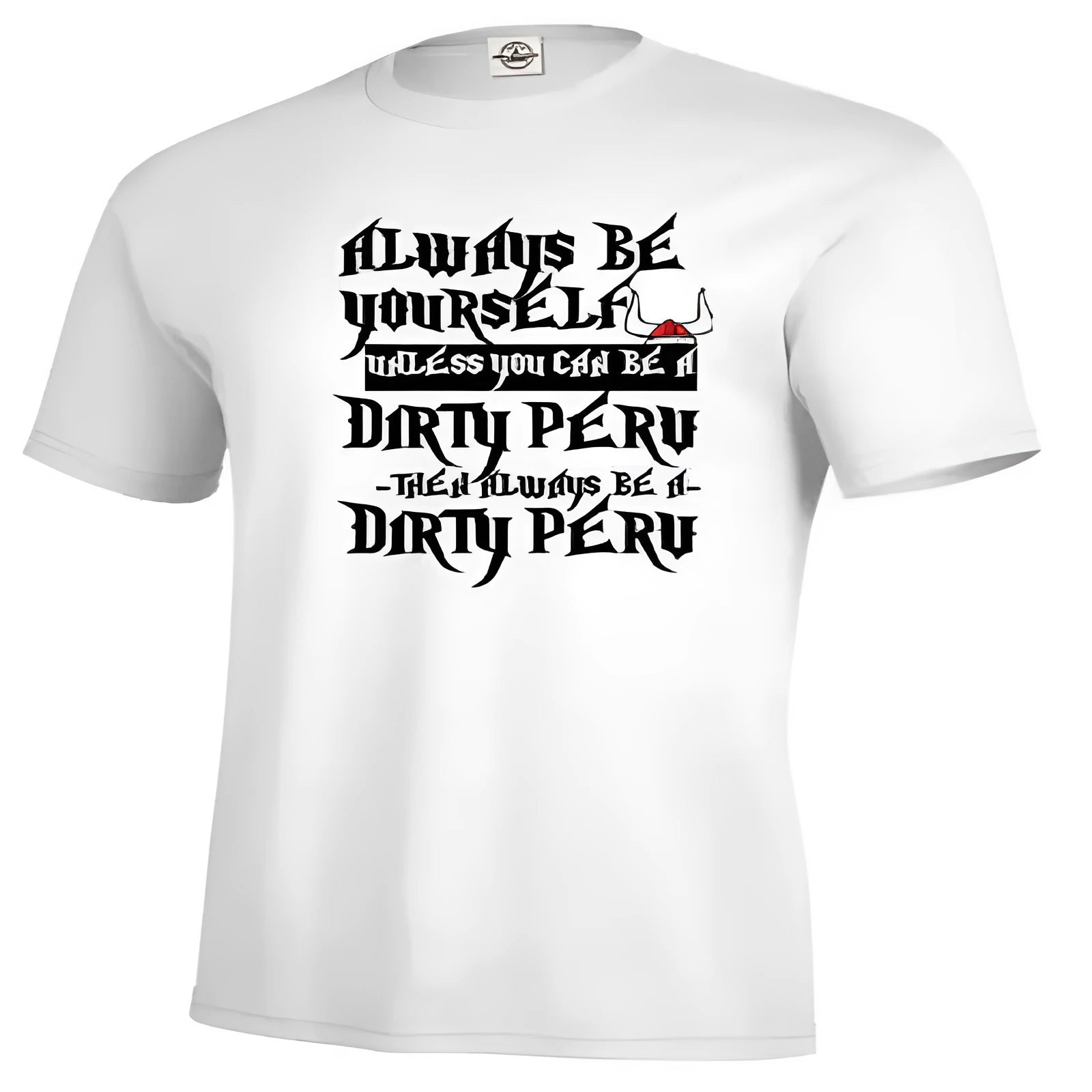 White men's printed short sleeve t-shirt straight fit casual polyester