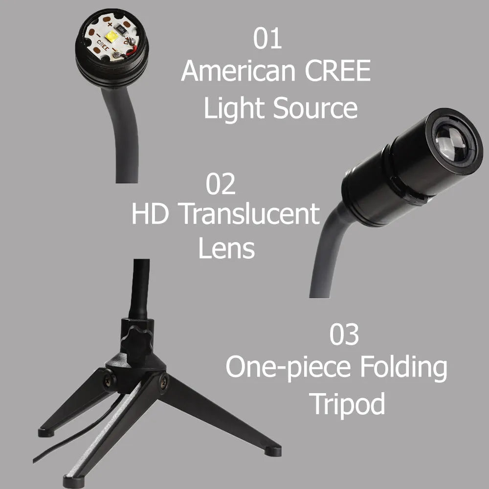 White ABS projector lamp with adjustable bendable bracket projecting earth image on wall