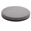 Car seat cushion with grey plush cloth cover, shown rotating on a car seat, highlighting its non-slip base.