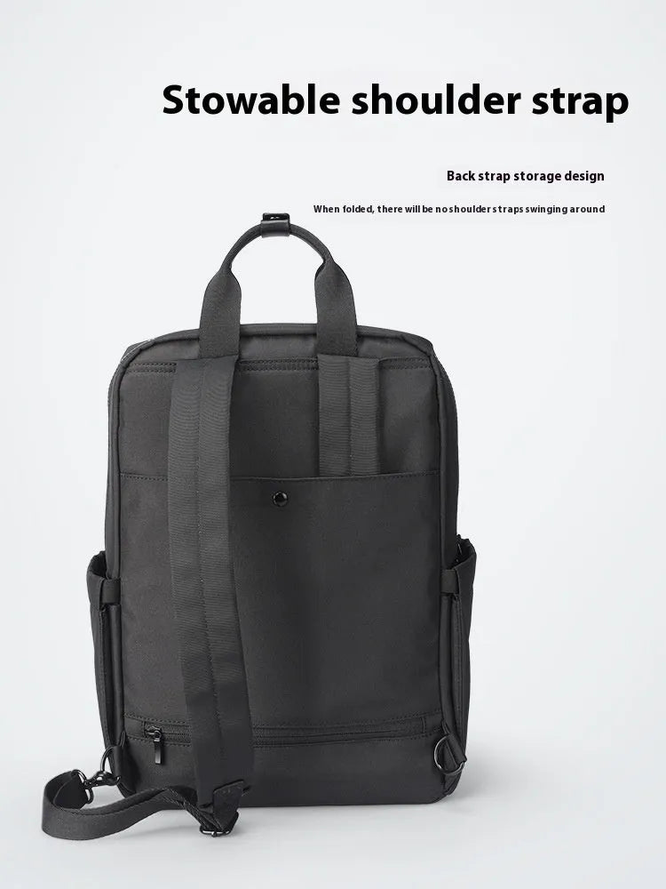Elegant black Oxford cloth computer backpack with 20-35L capacity and polyester lining