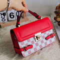 Retro small square pattern ethnic crossbody bag in PU material with floral stitching details
