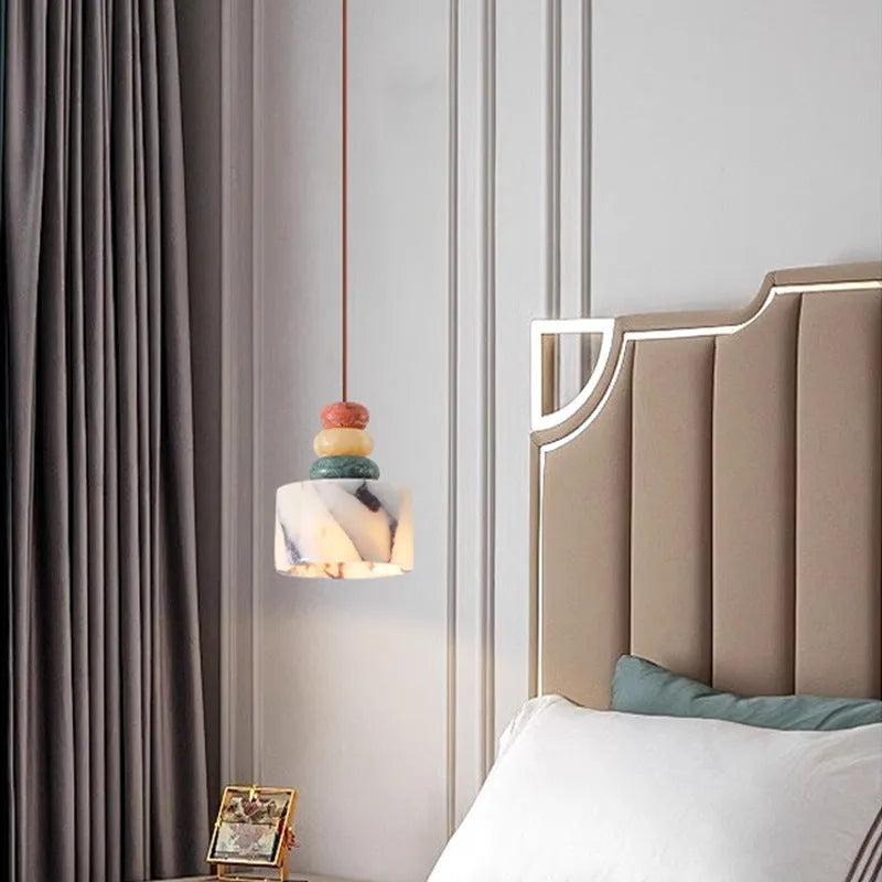Modern simplicity bedroom bedside pendant lamp with 12cm diameter and LED warm light