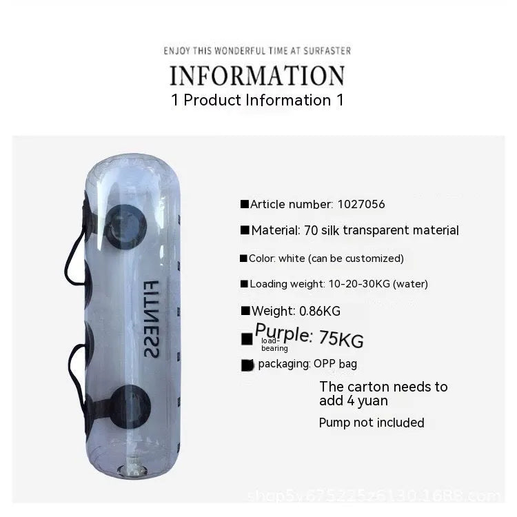 Transparent PVC inflatable water bag dumbbell for adjustable strength training