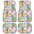 Four-piece set of black printed rubber car floor mats with a 20mm thickness and waterproof lining.