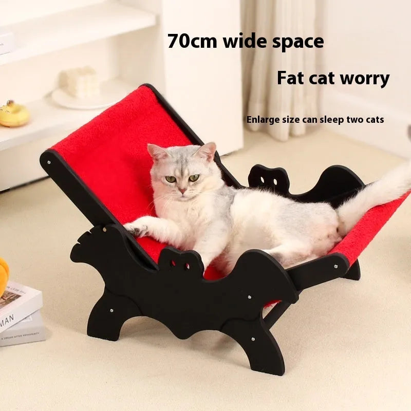 Black and red bat-shaped wooden cat recliner and cage, model MW-054.