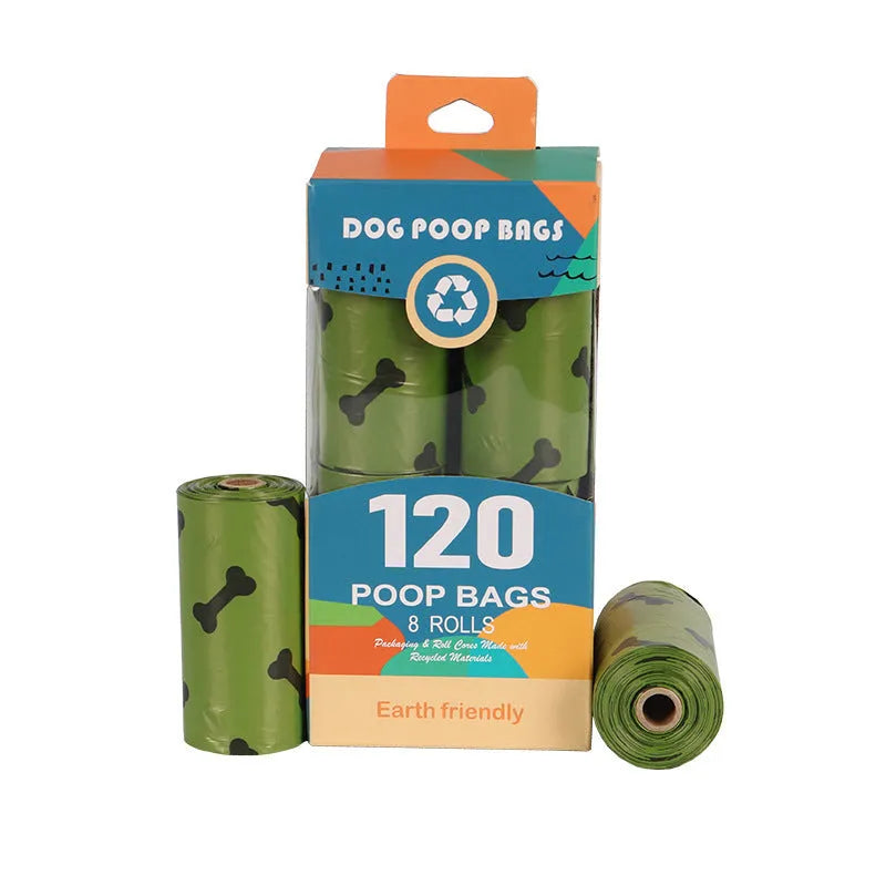 Extra thick strong leak proof dog waste bags in neutral colour with tie handles