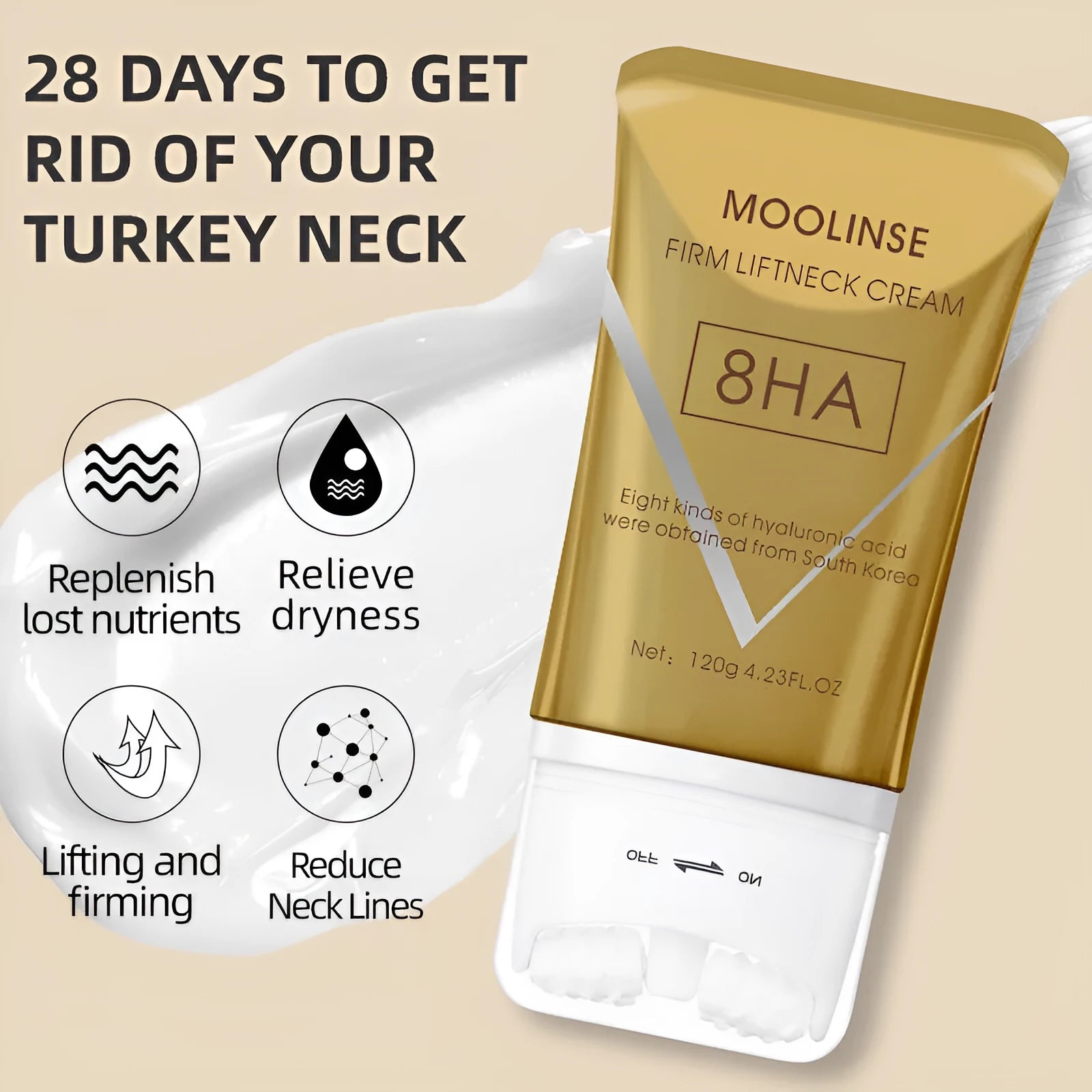 120ml container of neck lifting and firming massage cream for universal skin types