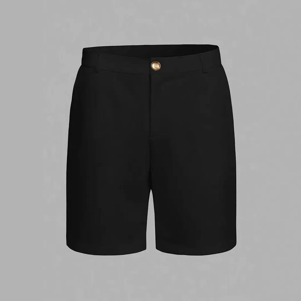 Men's straight-cut casual sports shorts in a solid colour, showcasing the micro-elastic cotton blend fabric.