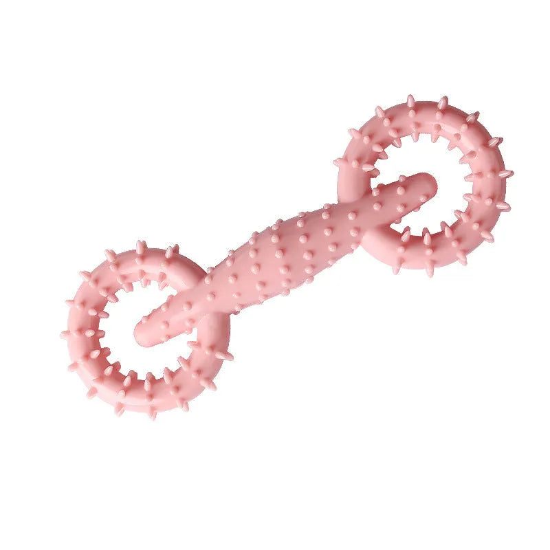 Blue TPR dog chew toy ring for puppies on a white background.