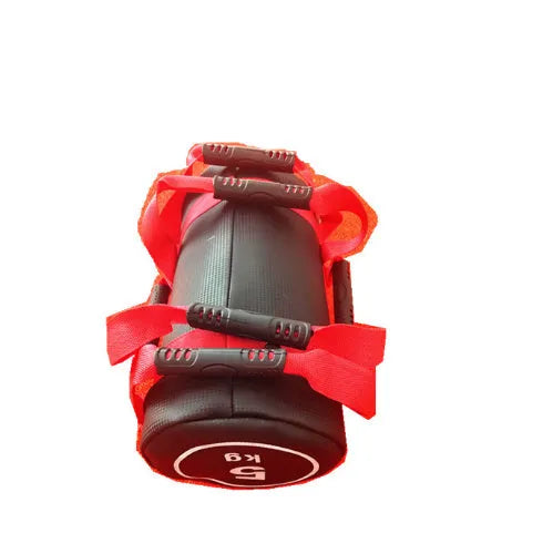 Flat white PVC fitness training sandbag for weight lifting and strength exercises.