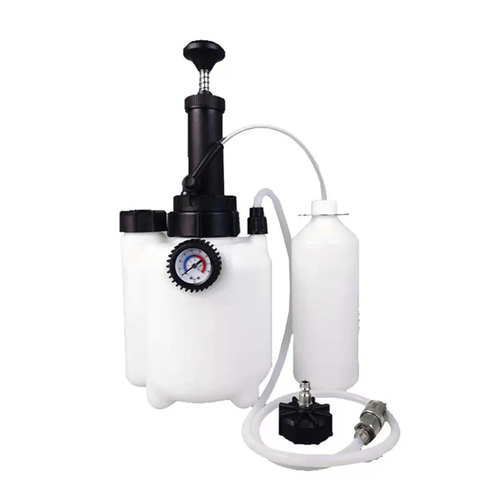 White 3-litre automobile brake oil tank replacement tool kit with copper, iron, and plastic components.