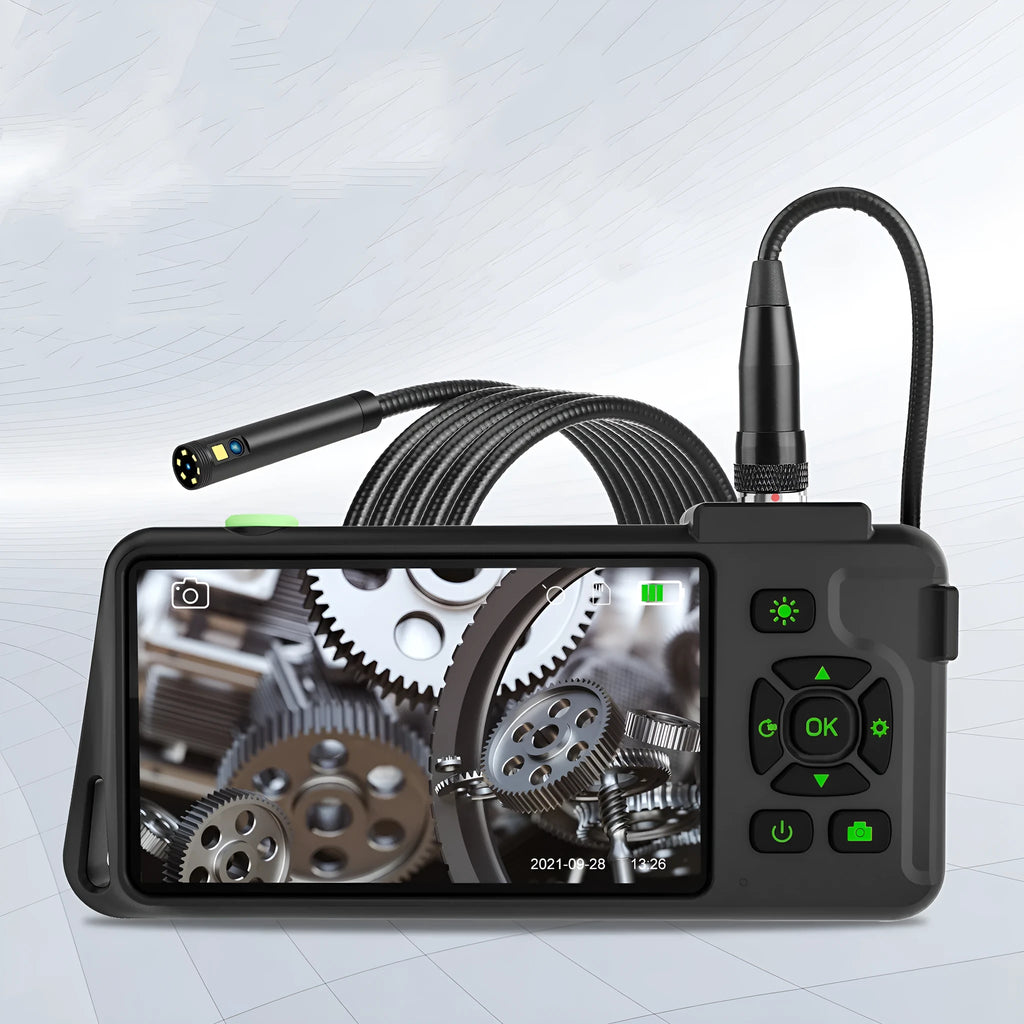 Portable handheld industrial endoscope with 4.5-inch screen and 1 metre cable for automotive inspection