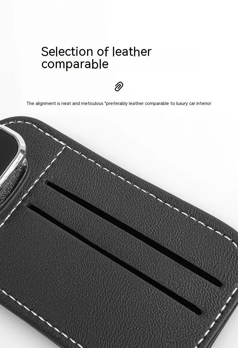 Leather car sun visor card holder with glasses clip function in multiple colour options