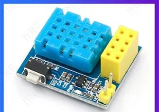 Compact DHT11 temperature and humidity WiFi node module on a white background.