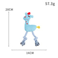 Deer-shaped plush pet toy with corn grain texture in blue, pink and yellow colour options