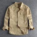 Men's loose cardigan-style long sleeve shirt in light grey, black, khaki or green colours