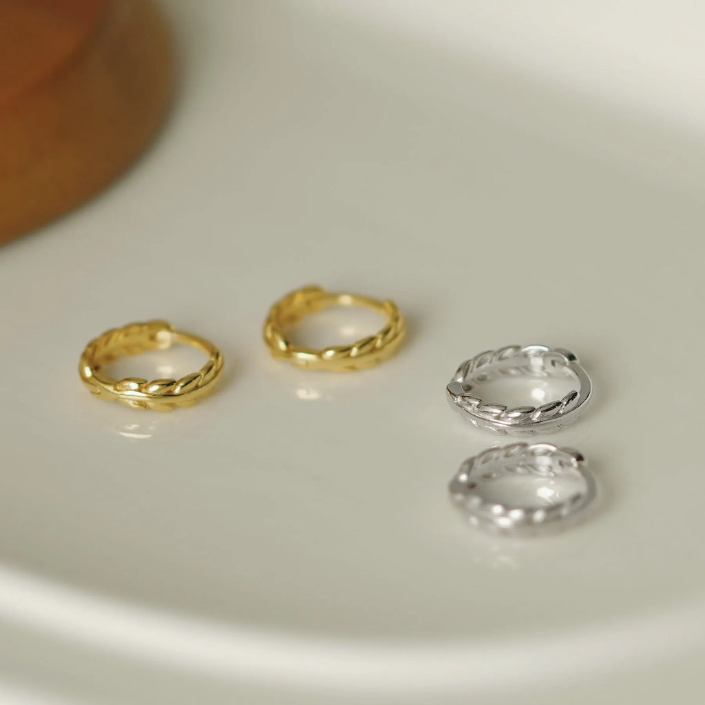 925 sterling silver olive branch ear clip for women white gold colour U-shaped leaf design Korean style