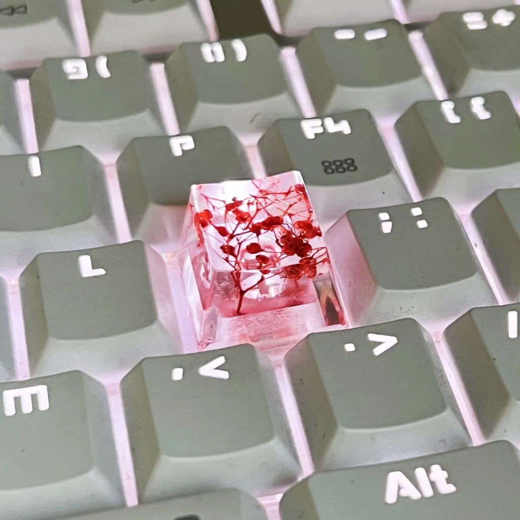 Transparent resin keycap with starry sky pattern for mechanical keyboards in green colour