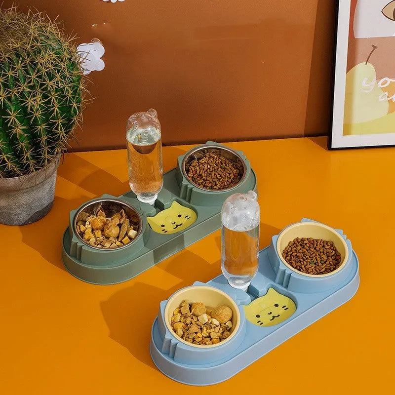 Anti-spill plastic pet bowl for dogs and cats 19x39x8cm in avocado green