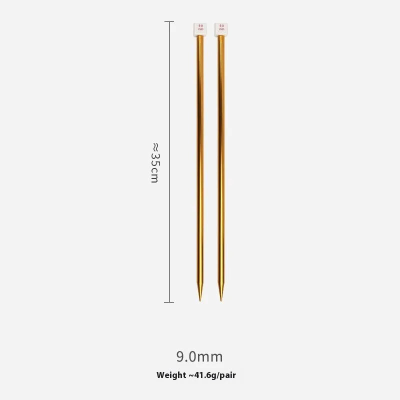 Complete set of lengthened crochet hooks in 14 sizes from 2.0mm to 10.0mm, each with a protective end cap.