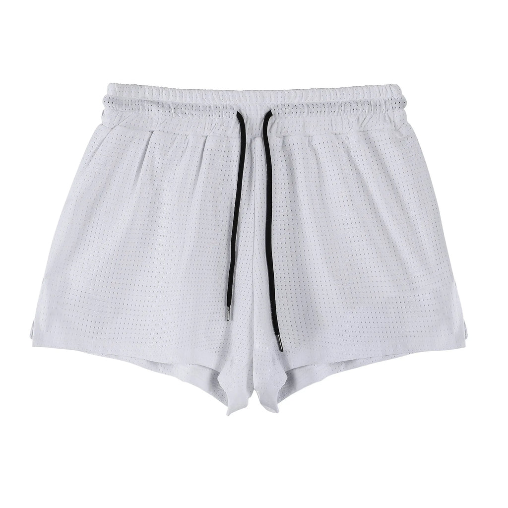 Men's quick-drying nylon shorts in white and black colours with sport leisure styling