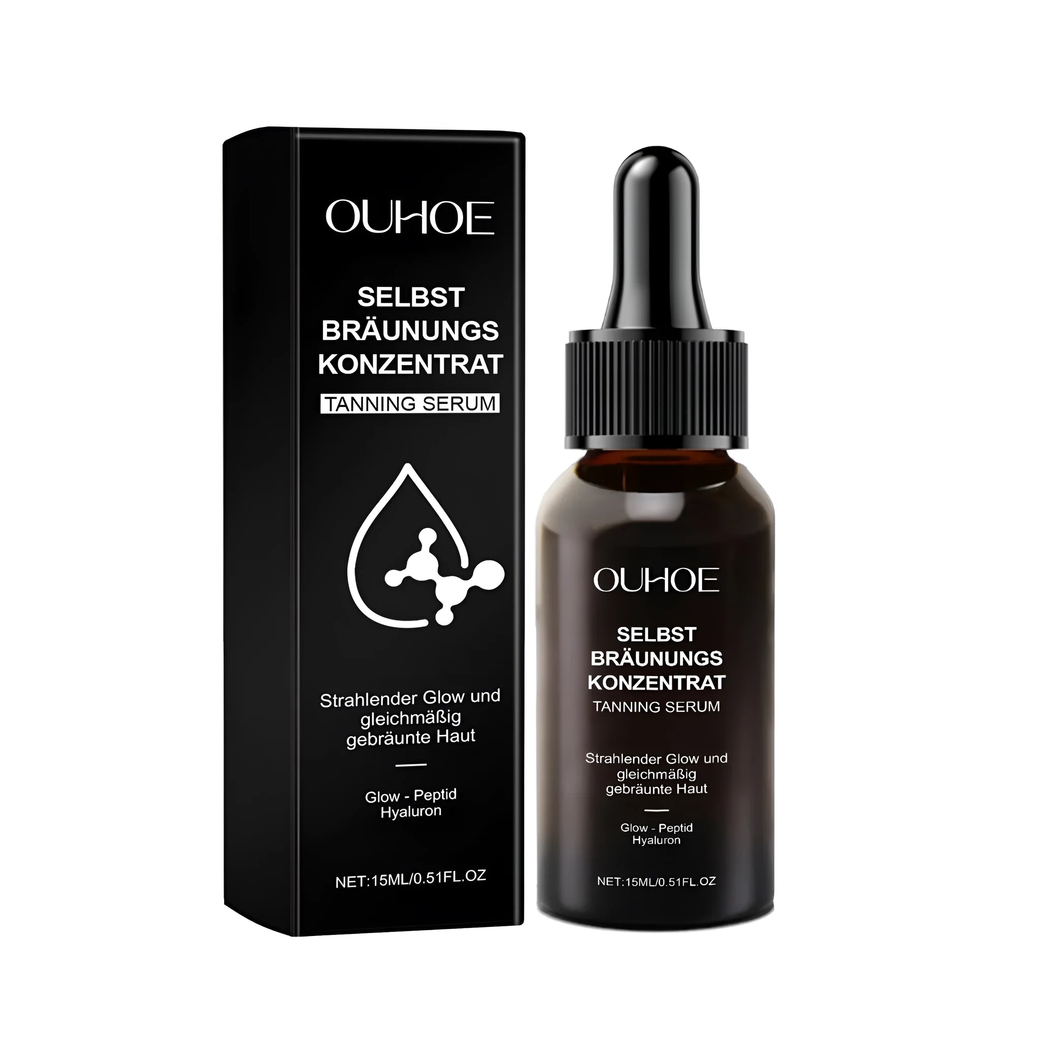 15ml bottle of self-tanning liquid with caramel-coloured formula