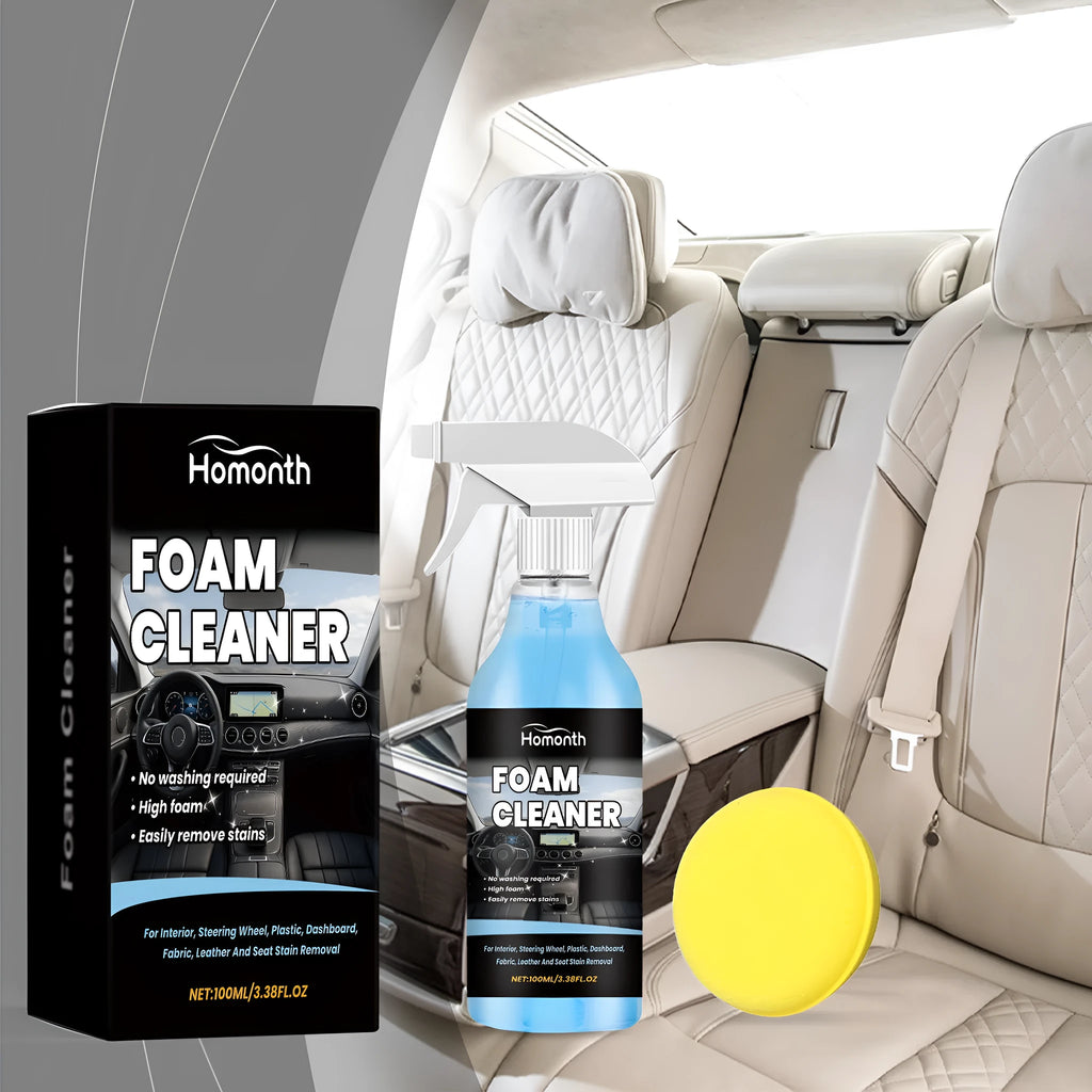 HOMONTH car interior cleaning spray 100ml foam cleaner with sponge for upholstery and dashboard