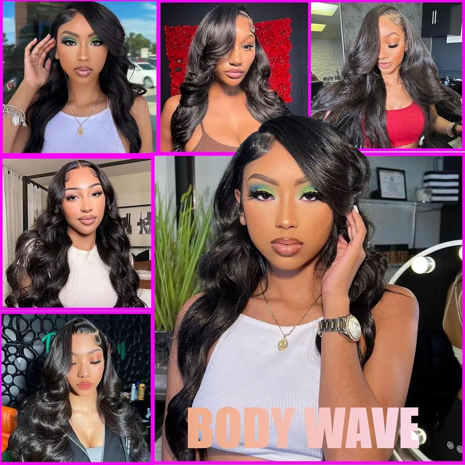 Black medium-long wavy synthetic full-head wig with natural styling and curly texture