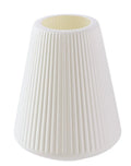 Blue melamine plastic decorative flower vase on a wooden desktop.