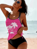Women's loose-fit tangini bikini set in polyester, shown in army green colour with split-side design.