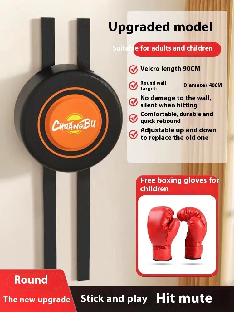 Hanging wall-mounted PU boxing sandbag target for home fitness training.